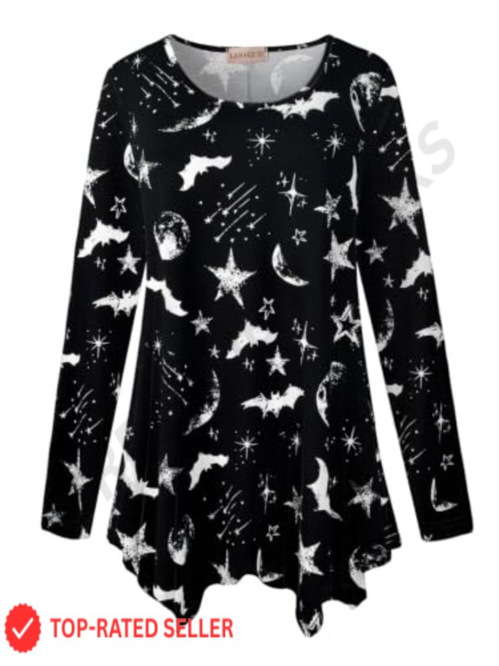 Womens Plus Size Long Sleeve Tunic Top Loose Flowy Rayon Spandex